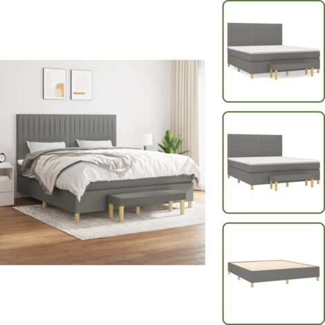 Letto con materasso a molle insacchettate - vidaXL Giroletto a Molle con Materasso Grigio Scuro 160x200 cm Tessuto - Letto con coprimaterasso