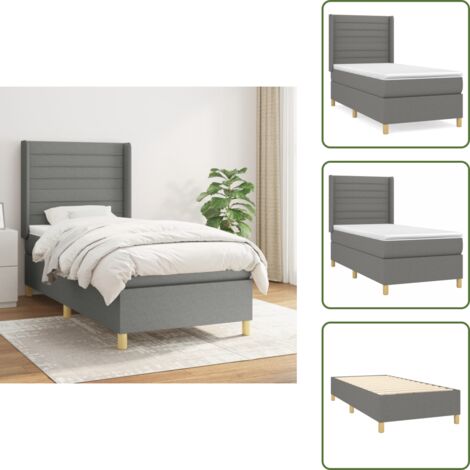 Letto con materasso a molle insacchettate - vidaXL Giroletto a Molle con Materasso Grigio Scuro 90x190 cm Tessuto - Letto con materasso morbido