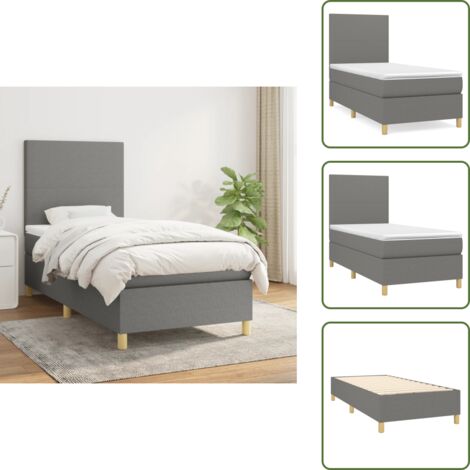 Letto con materasso a molle insacchettate - vidaXL Giroletto a Molle con Materasso Grigio Scuro 90x190 cm Tessuto - Letto con materasso morbido