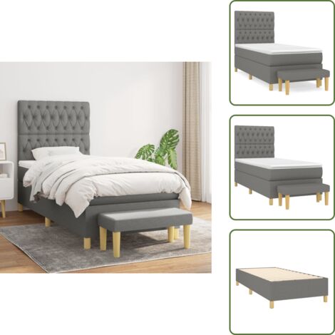 Letto con materasso a molle insacchettate - vidaXL Giroletto a Molle con Materasso Grigio Scuro 90x200 cm Tessuto - Letto con coprimaterasso