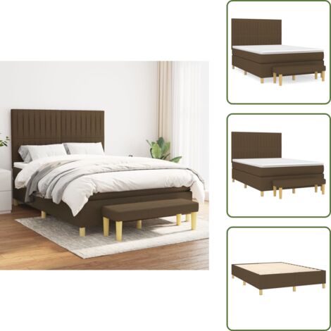 Letto con materasso a molle insacchettate - vidaXL Giroletto a Molle con Materasso Marrone Scuro 140x200cm Tessuto - Panca multifunzionale