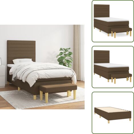 Letto con materasso a molle insacchettate - vidaXL Giroletto a Molle con Materasso Marrone Scuro 90x200 cm Tessuto - Letto con coprimaterasso