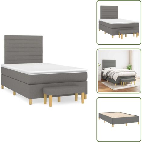 Letto con materasso a molle insacchettate - vidaXL Giroletto a Molle con Materasso Nero 120x190 cm in Tessuto - Letto con supporto schiena