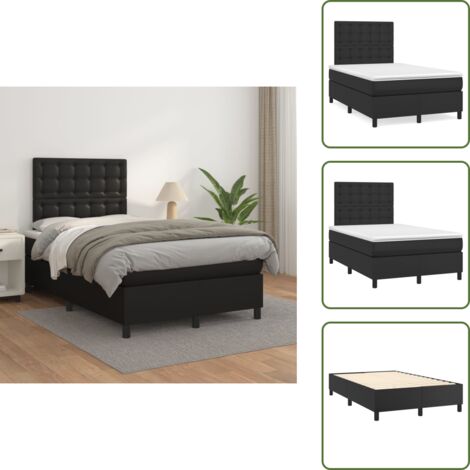 Letto con materasso a molle insacchettate - vidaXL Giroletto a Molle con Materasso Nero 120x200 cm in Similpelle - Letto con similpelle