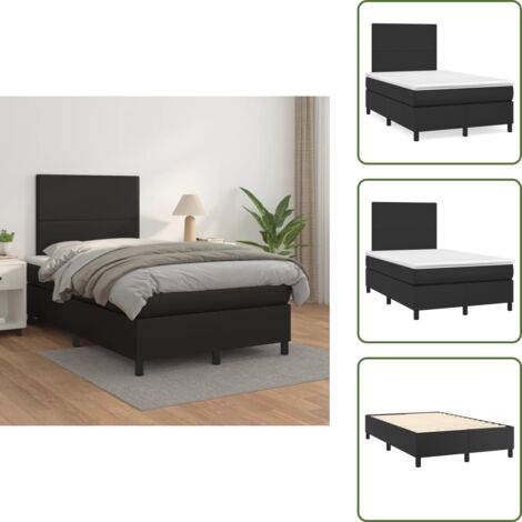 Letto con materasso a molle insacchettate - vidaXL Giroletto a Molle con Materasso Nero 120x200 cm in Similpelle - Letto con similpelle