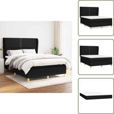 Letto con materasso a molle insacchettate - vidaXL Giroletto a Molle con Materasso Nero 140x190 cm in Tessuto - Letto con materasso morbido