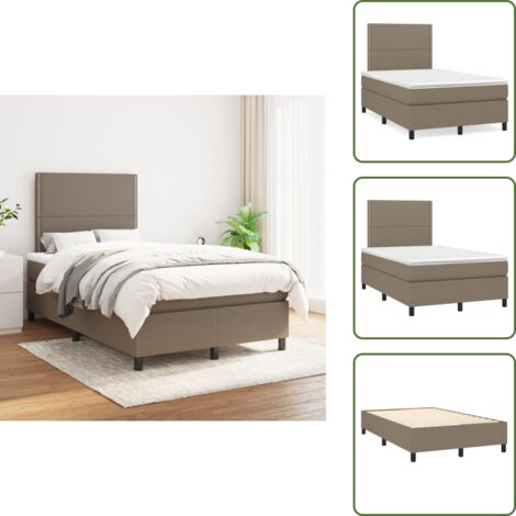 Letto con materasso a molle insacchettate - vidaXL Giroletto a Molle con Materasso Tortora 120x200 cm in Tessuto - Letto con materasso morbido