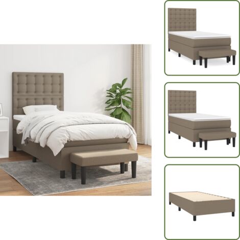 Letto con materasso a molle insacchettate - vidaXL Giroletto a Molle con Materasso Tortora 90x200 cm inTessuto - Letto con coprimaterasso