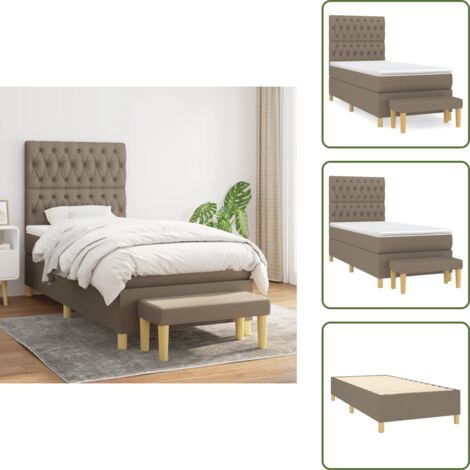 Letto con materasso a molle insacchettate - vidaXL Giroletto a Molle con Materasso Tortora 90x200 cm inTessuto - Letto con coprimaterasso