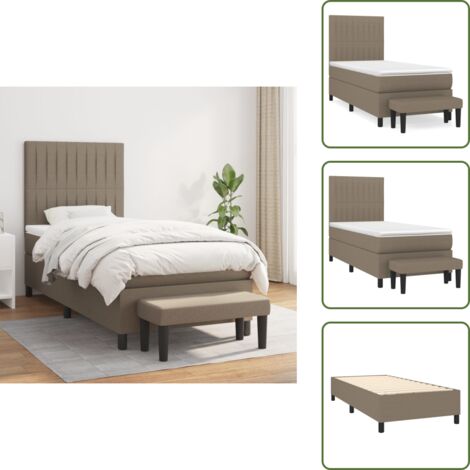 Letto con materasso a molle insacchettate - vidaXL Giroletto a Molle con Materasso Tortora 90x200 cm inTessuto - Letto con coprimaterasso