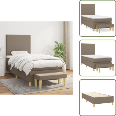 Letto con materasso a molle insacchettate - vidaXL Giroletto a Molle con Materasso Tortora 90x200 cm inTessuto - Letto con coprimaterasso