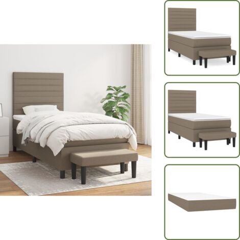 Letto con materasso a molle insacchettate - vidaXL Giroletto a Molle con Materasso Tortora 90x200 cm inTessuto - Letto con coprimaterasso