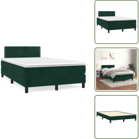 Letto con materasso a molle insacchettate - vidaXL Giroletto a Molle con Materasso Verde Scuro 120x190 cm Velluto - Letto con velluto