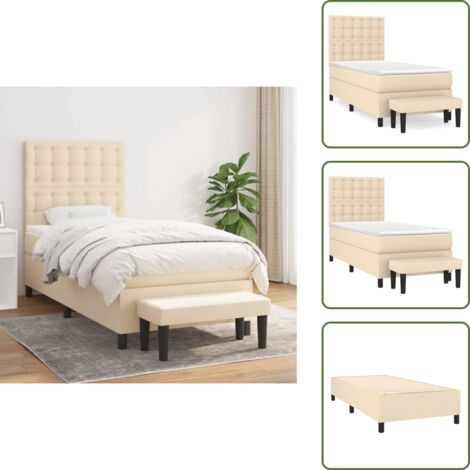 Letto con materasso a molle insacchettato - vidaXL Giroletto a Molle con Materasso Crema 90x200 cm inTessuto - Letto con coprimaterasso