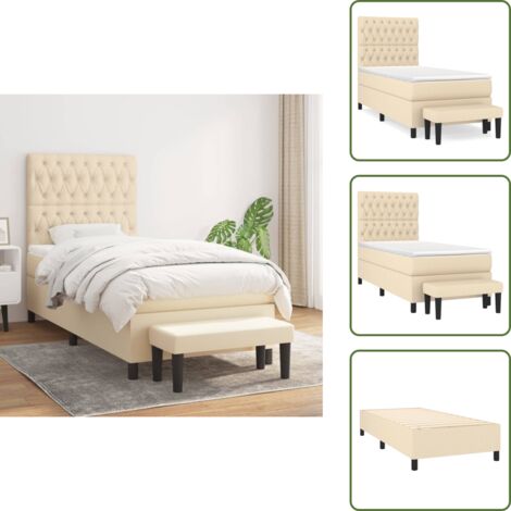 Letto con materasso a molle insacchettato - vidaXL Giroletto a Molle con Materasso Crema 90x200 cm inTessuto - Letto con coprimaterasso