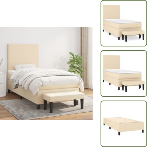 Letto con materasso a molle insacchettato - vidaXL Giroletto a Molle con Materasso Crema 90x200 cm inTessuto - Letto con coprimaterasso