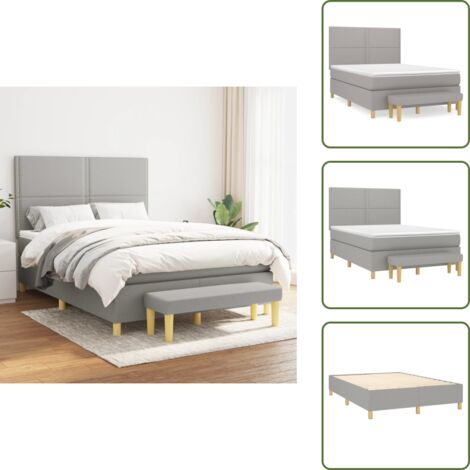 Letto con materasso a molle insacchettato - vidaXL Giroletto a Molle con Materasso Grigio Chiaro 140x190cm Tessuto - Letto con coprimaterasso