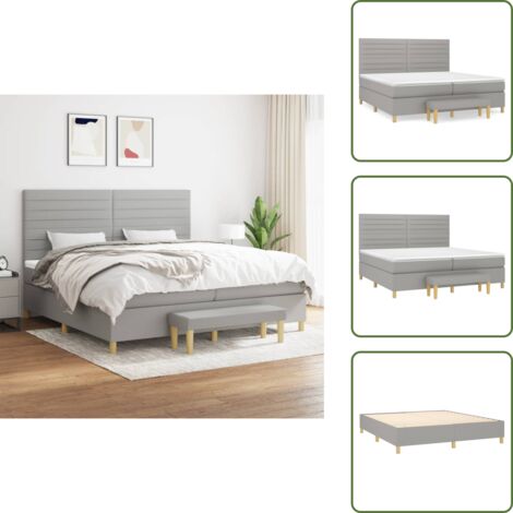 Letto con materasso a molle insacchettato - vidaXL Giroletto a Molle con Materasso Grigio Chiaro 200x200cm Tessuto - Letto con coprimaterasso