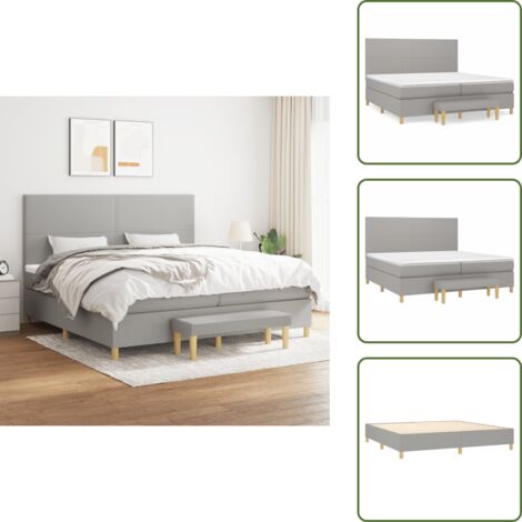 Letto con materasso a molle insacchettato - vidaXL Giroletto a Molle con Materasso Grigio Chiaro 200x200cm Tessuto - Letto con coprimaterasso