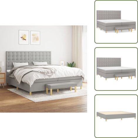 Letto con materasso a molle insacchettato - vidaXL Giroletto a Molle con Materasso Grigio Chiaro 200x200cm Tessuto - Letto con coprimaterasso