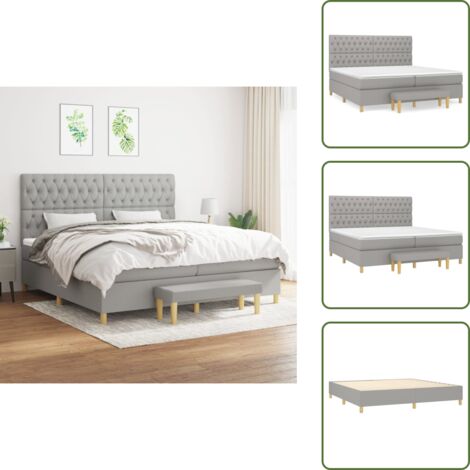 Letto con materasso a molle insacchettato - vidaXL Giroletto a Molle con Materasso Grigio Chiaro 200x200cm Tessuto - Letto con coprimaterasso