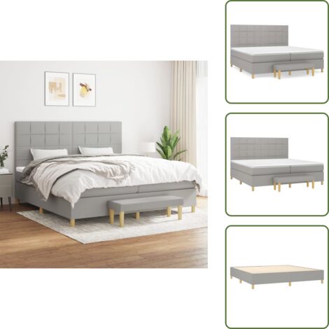 Letto con materasso a molle insacchettato - vidaXL Giroletto a Molle con Materasso Grigio Chiaro 200x200cm Tessuto - Letto con coprimaterasso