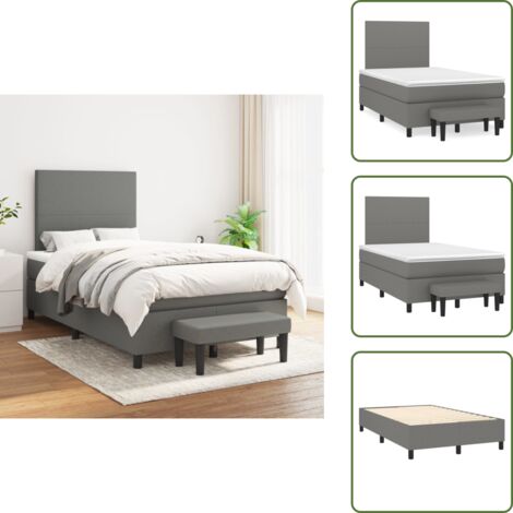 Letto con materasso a molle insacchettato - vidaXL Giroletto a Molle con Materasso Grigio Scuro 120x200 cm Tessuto - Panca multifunzionale
