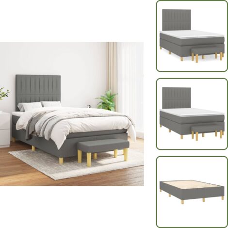 Letto con materasso a molle insacchettato - vidaXL Giroletto a Molle con Materasso Grigio Scuro 120x200 cm Tessuto - Panca multifunzionale