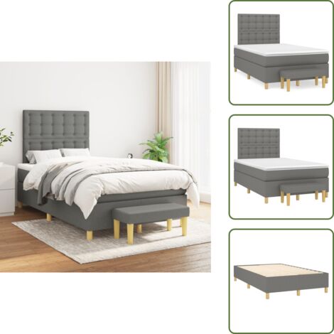 Letto con materasso a molle insacchettato - vidaXL Giroletto a Molle con Materasso Grigio Scuro 120x200 cm Tessuto - Panca multifunzionale