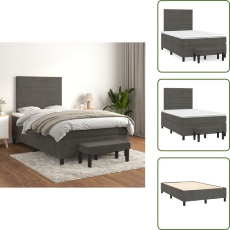 Letto con materasso a molle insacchettato - vidaXL Giroletto a Molle con Materasso Grigio Scuro 120x200 cm Velluto - Letto con velluto