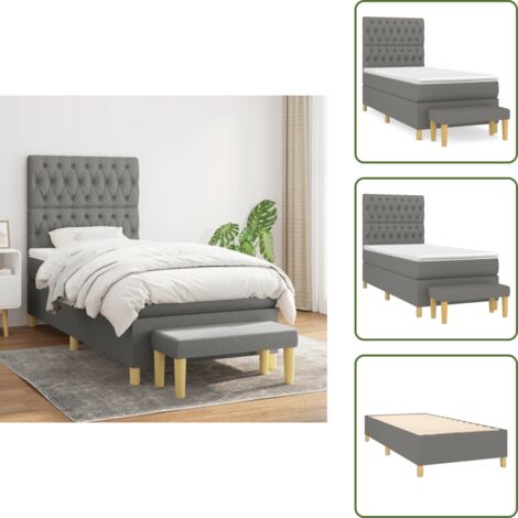 Letto con materasso a molle insacchettato - vidaXL Giroletto a Molle con Materasso Grigio Scuro 90x190 cm Tessuto - Letto con coprimaterasso