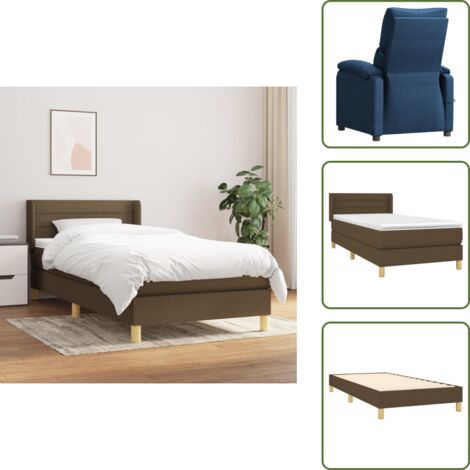 Letto con materasso a molle insacchettato - vidaXL Giroletto a Molle con Materasso Marrone Scuro 100x200cm Tessuto - Letto con materasso morbido