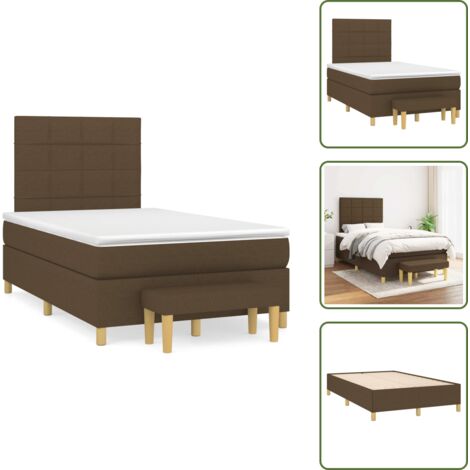 Letto con materasso a molle insacchettato - vidaXL Giroletto a Molle con Materasso Marrone Scuro 120x190cm Tessuto - Letto con coprimaterasso