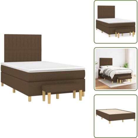 Letto con materasso a molle insacchettato - vidaXL Giroletto a Molle con Materasso Marrone Scuro 120x190cm Tessuto - Letto con coprimaterasso