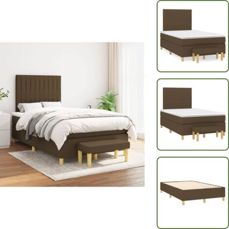 Letto con materasso a molle insacchettato - vidaXL Giroletto a Molle con Materasso Marrone Scuro 120x200cm Tessuto - Letto con coprimaterasso