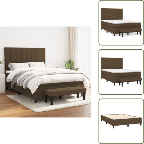 Letto con materasso a molle insacchettato - vidaXL Giroletto a Molle con Materasso Marrone Scuro 140x190cm Tessuto - Letto con coprimaterasso