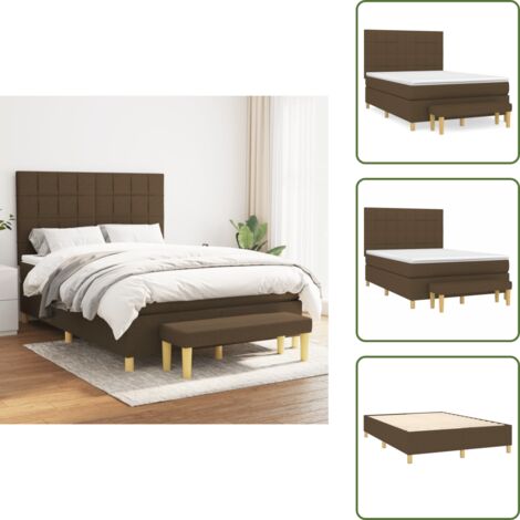 Letto con materasso a molle insacchettato - vidaXL Giroletto a Molle con Materasso Marrone Scuro 140x190cm Tessuto - Panca multifunzionale