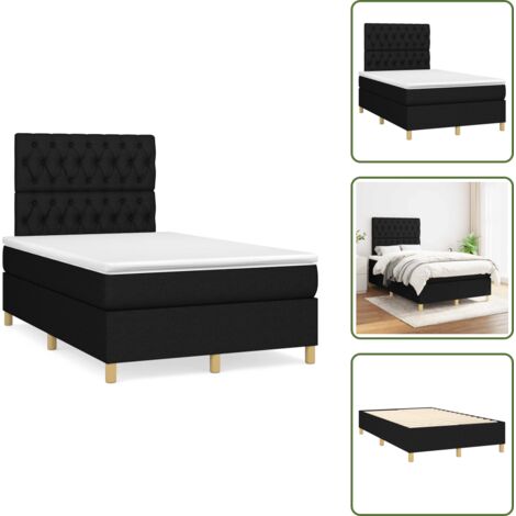 Letto con materasso a molle insacchettato - vidaXL Giroletto a Molle con Materasso Nero 120x190 cm in Tessuto - Letto con materasso morbido