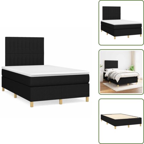 Letto con materasso a molle insacchettato - vidaXL Giroletto a Molle con Materasso Nero 120x190 cm in Tessuto - Letto con materasso morbido