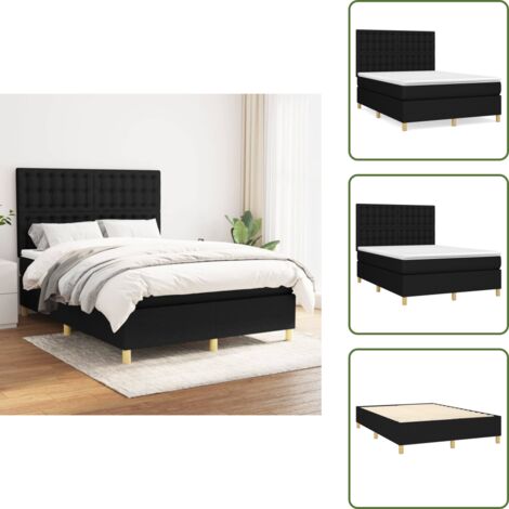 Letto con materasso a molle insacchettato - vidaXL Giroletto a Molle con Materasso Nero 140x190 cm in Tessuto - Letto con materasso morbido