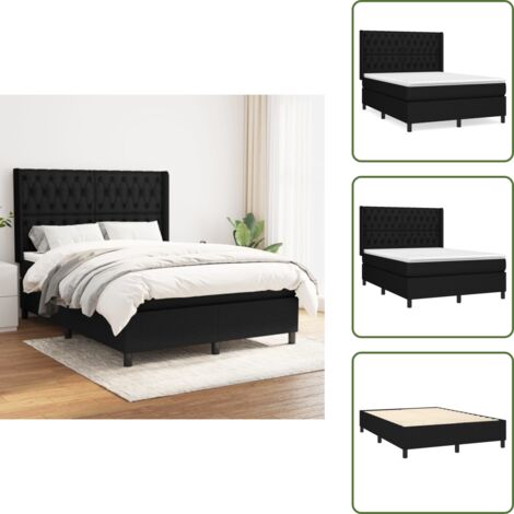 Letto con materasso a molle insacchettato - vidaXL Giroletto a Molle con Materasso Nero 140x200 cm in Tessuto - Letto con materasso morbido
