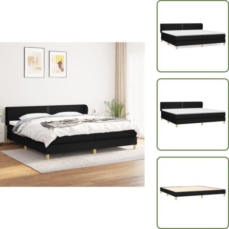 Letto con materasso a molle insacchettato - vidaXL Giroletto a Molle con Materasso Nero 200x200 cm in Tessuto - Letto con schiuma