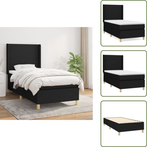 Letto con materasso a molle insacchettato - vidaXL Giroletto a Molle con Materasso Nero 90x200 cm in Tessuto - Letto con materasso morbido