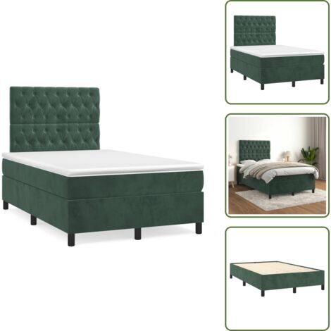 Letto con materasso a molle insacchettato - vidaXL Giroletto a Molle con Materasso Verde Scuro 120x190 cm Velluto - Letto con velluto