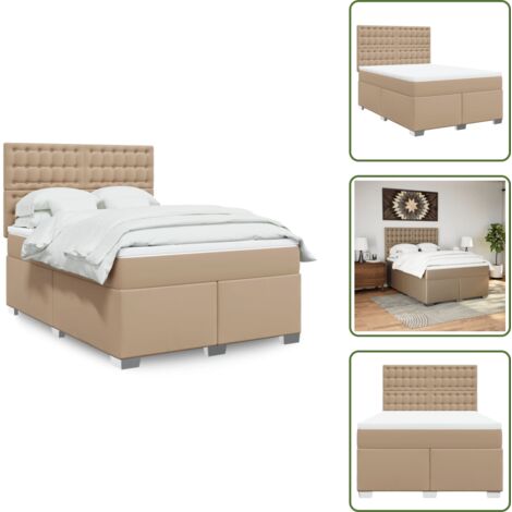 Letto con materasso a molle - vidaXL Giroletto a Molle con Materasso Cappuccino 140x190cm Similpelle - Letto con coprimaterasso