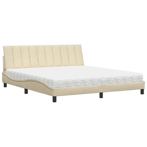 Letto con Materasso Hanko Crema 180x200 cm in Tessuto vidaXL