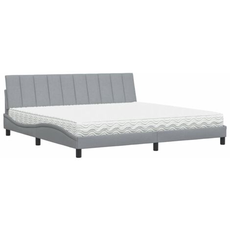 Letto con Materasso Hanko Grigio Chiaro 200x200 cm in Tessuto vidaXL