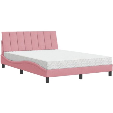 Letto con Materasso Hanko Rosa 120x200 cm in Velluto vidaXL