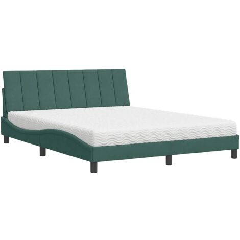 Letto con Materasso Hanko Verde Scuro 160x200 cm in Velluto vidaXL