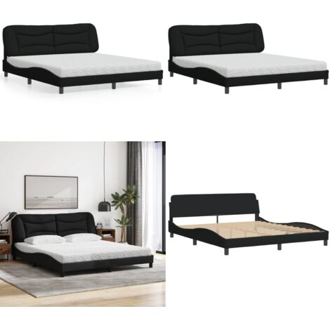 Letto con Materasso Hvar Nero 180x200 cm in Tessuto - Materasso in schiuma - Letto in tessuto